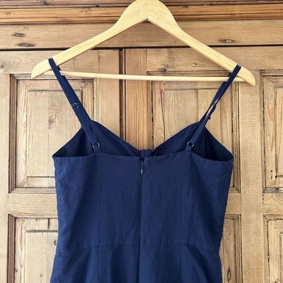 J. Crew 2 Navy Blue Tank Top Romper‎ Cotton Linen Jumpsuit - Picture 10 of 12